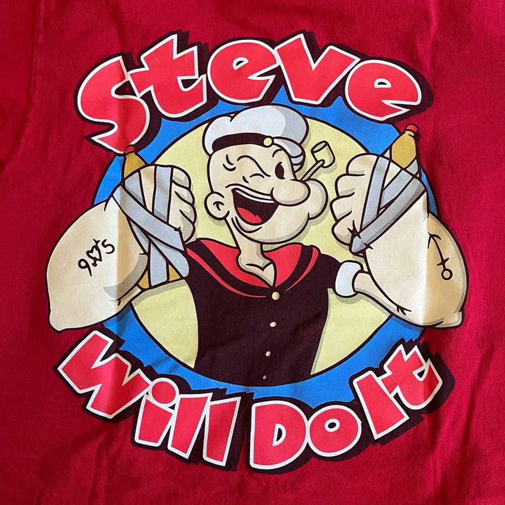Full Send Popeye Red Graphic T-Shirt size Small